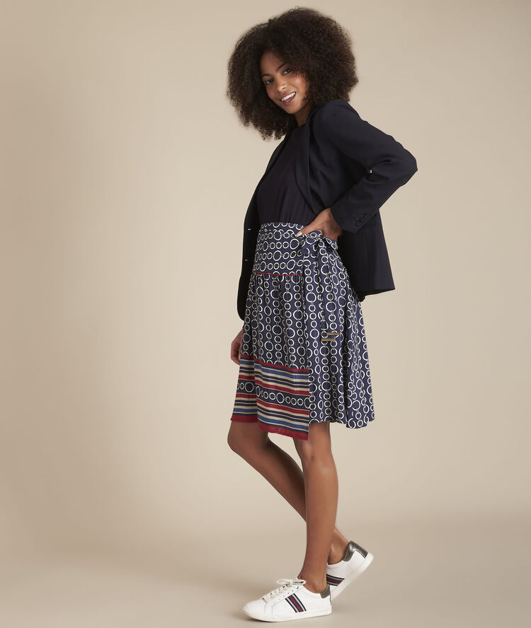 Top van molton uit twee materialen moussaka marine.