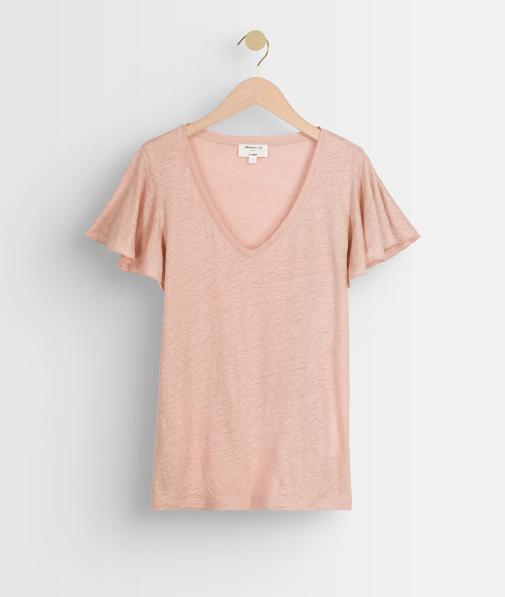 Tee-shirt en lin biologique rose icao rose.