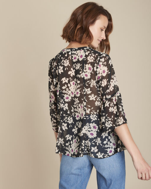 Blouse imprimé fleuri valerianne noir.
