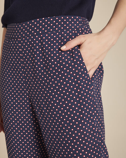 Pantalon marine cigarette imprimé pois garry marine.