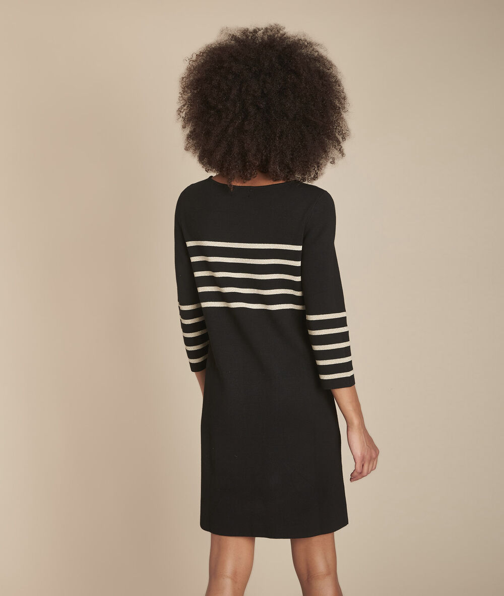 Schwarzes Strickkleid Mit Streifen France Damen Maison 123