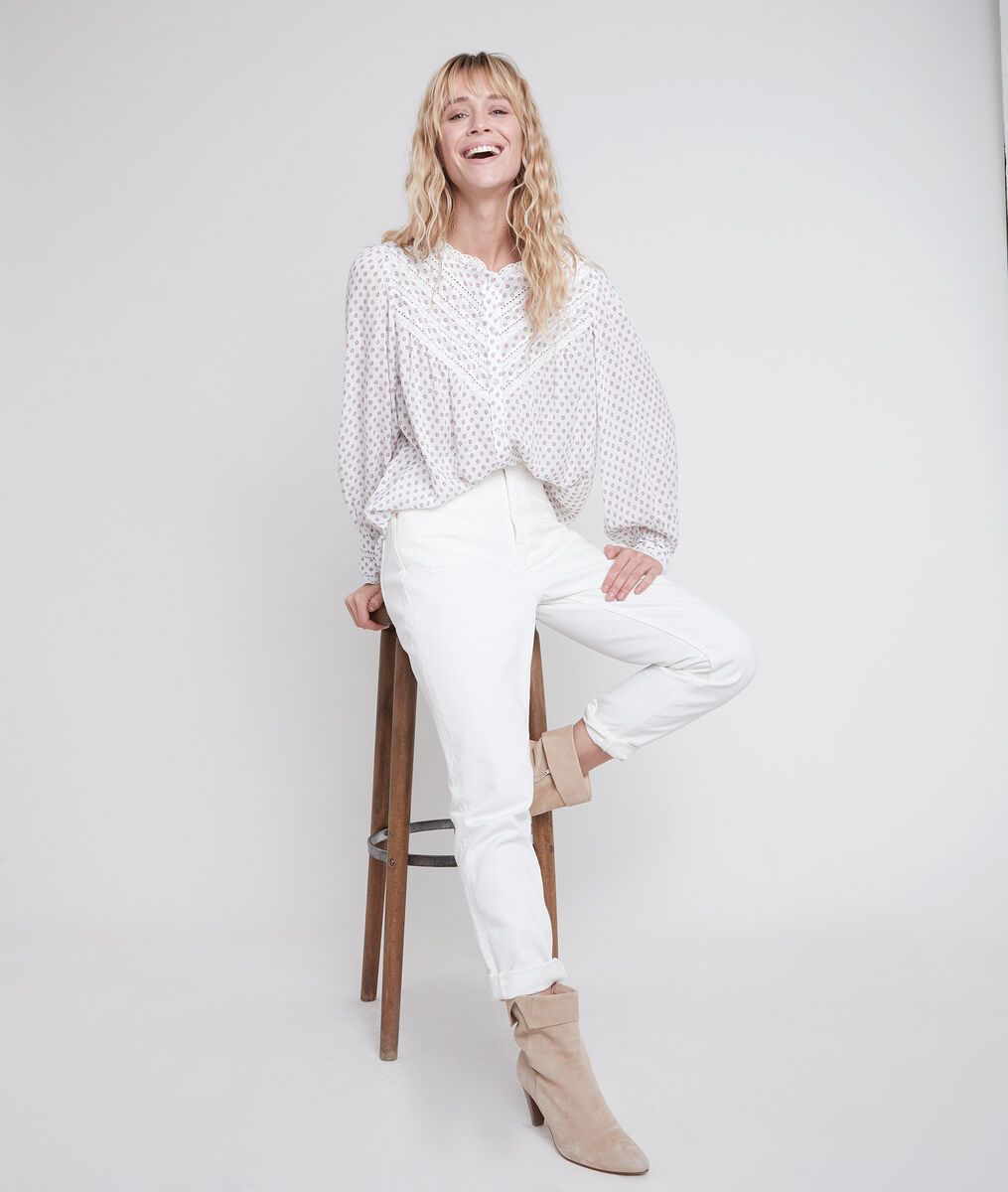 Blouse écrue imprimée Tomy | 1-2-3 Blouse écrue imprimée Tomy PhotoZ | 1-2-3