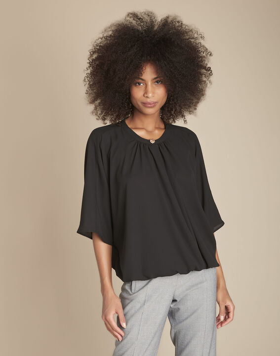 Blouse noire manches ballons Maddy | 1-2-3 Blouse noire manches ballons Maddy PhotoZ | 1-2-3