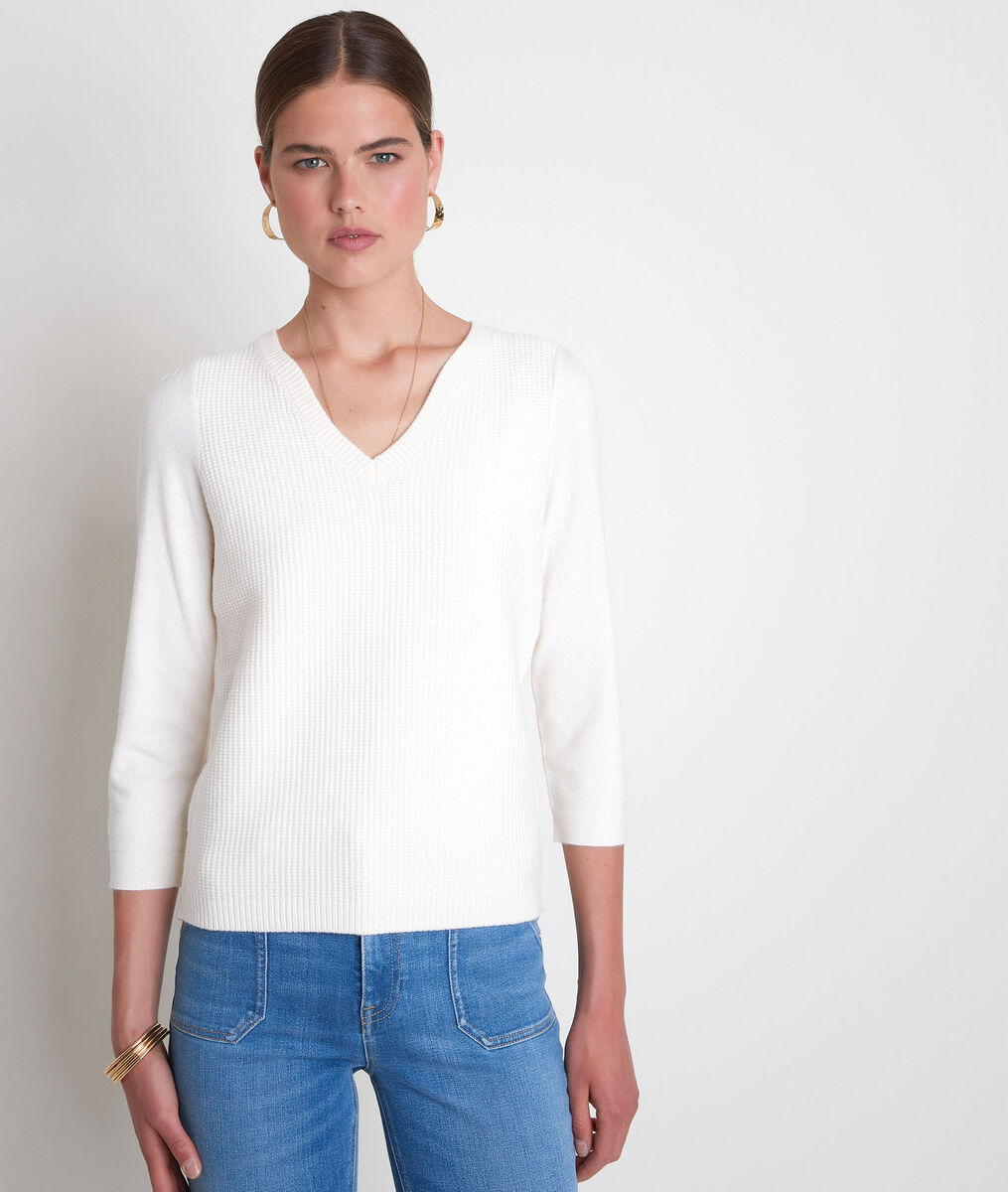 Pull en double maille écru Théa | 1-2-3 Pull en double maille écru Théa PhotoZ | 1-2-3