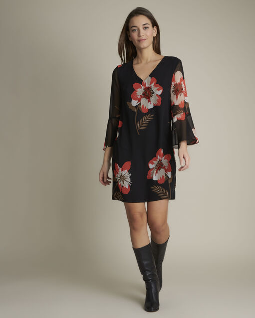 Robe imprimé fleuri astrid noir.