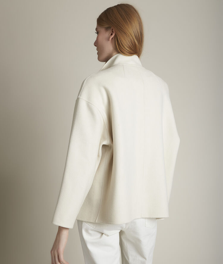 Manteau double face court sally greige.