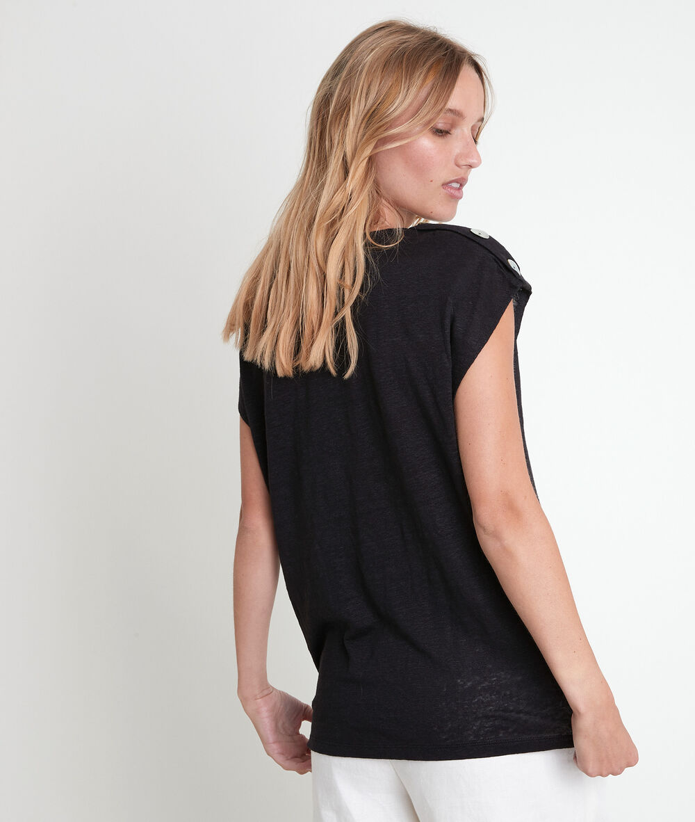 Top en lin biologique noir iroyal noir.