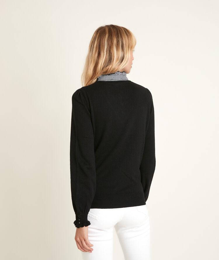 Pull à col fantaisie reverso noir.
