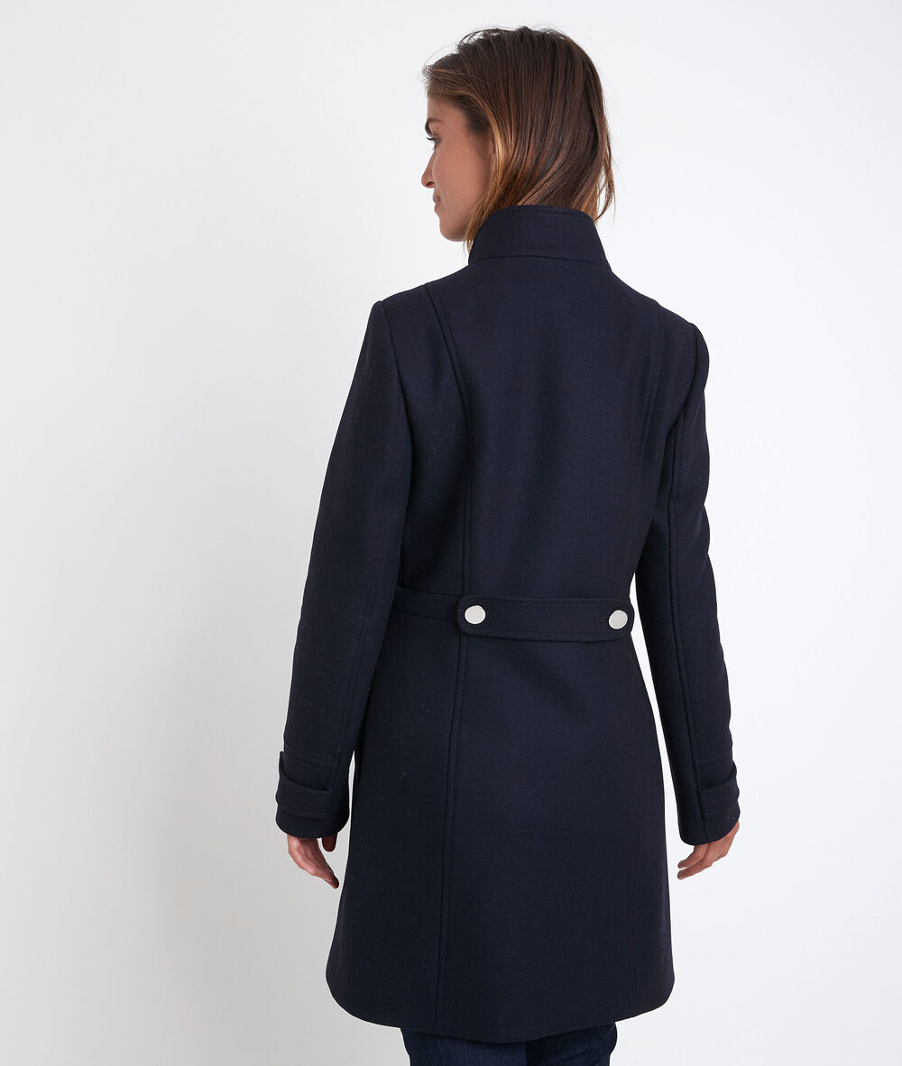 Manteau en laine recyclée orino marine.