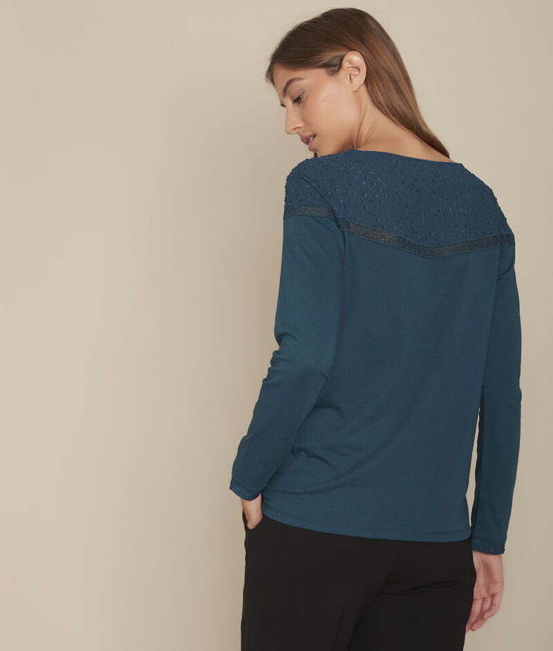 Tee-shirt encolure dentelle cyprès chiara cypres.