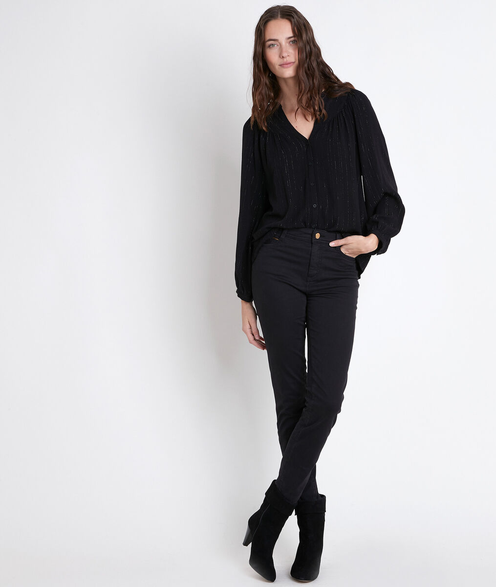 Blouse noire en lurex Timeo | 1-2-3 Blouse noire en lurex Timeo PhotoZ | 1-2-3