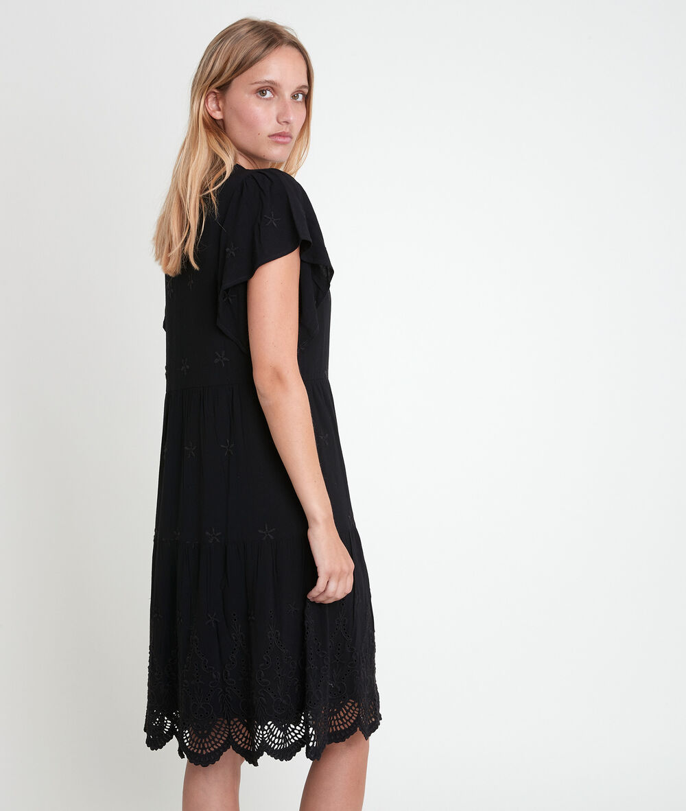 Robe brodée noire loumea noir.