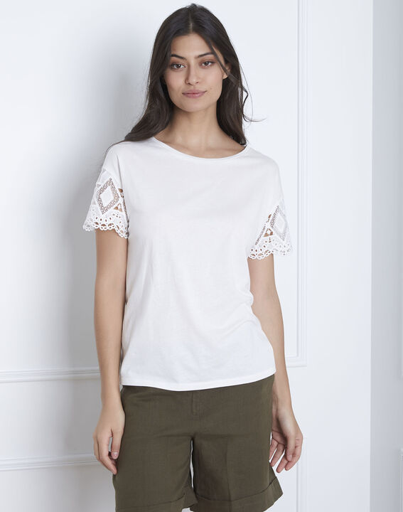 Naturfarbenes Spitzen-T-Shirt mit Ärmeln Podgorica | 1-2-3 Naturfarbenes Spitzen-T-Shirt mit Ärmeln Podgorica PhotoZ | 1-2-3