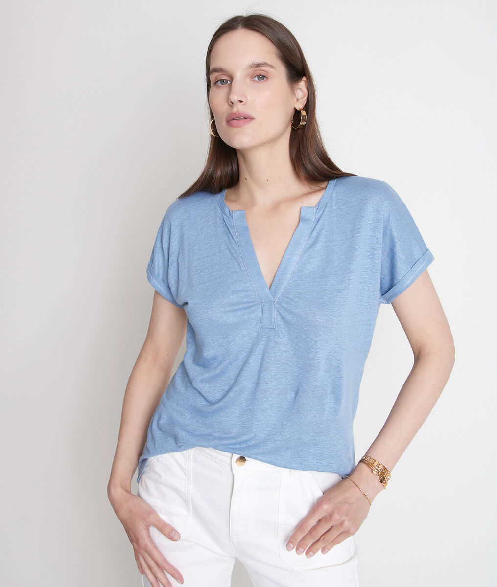 Top en lin biologique bleu Ilaria | 1-2-3 Top en lin biologique bleu Ilaria PhotoZ | 1-2-3