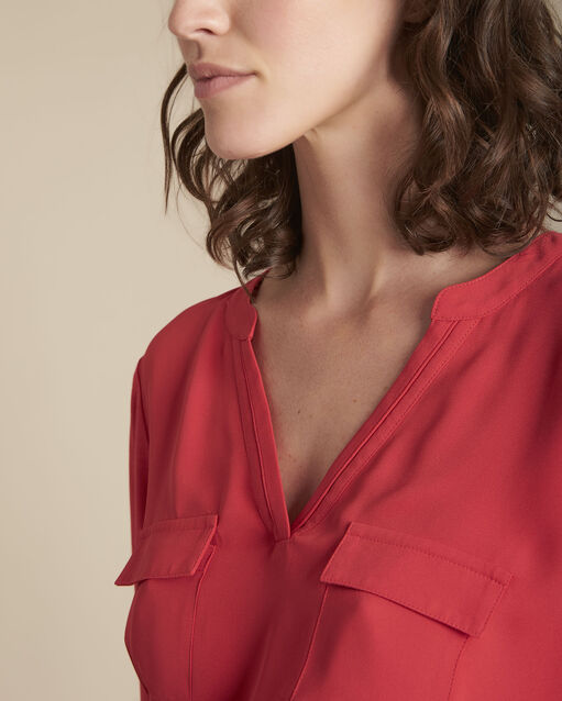 Blouse bimatière rouge genna carmin.