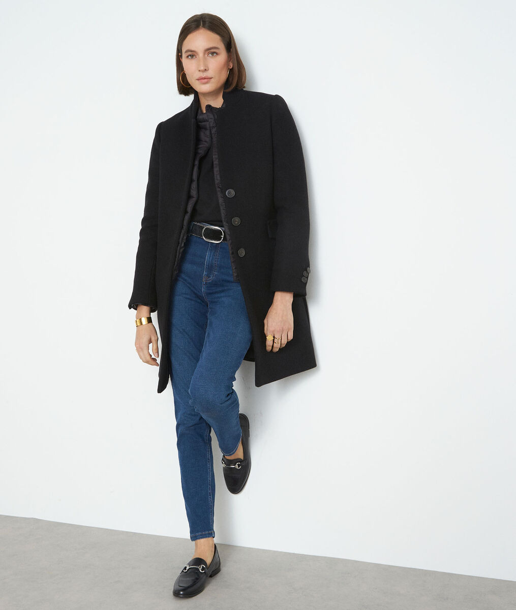 Manteau droit en laine noir Lucas | 1-2-3 Manteau droit en laine noir Lucas PhotoZ | 1-2-3