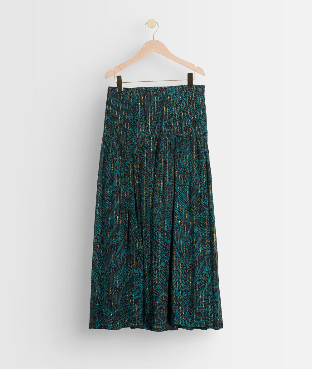 Lange dennengroene rok met print finn cypres.
