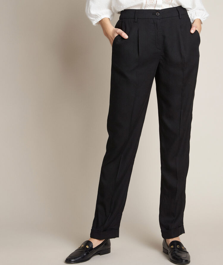 Pantalon chino noir en lyocell idylle noir.