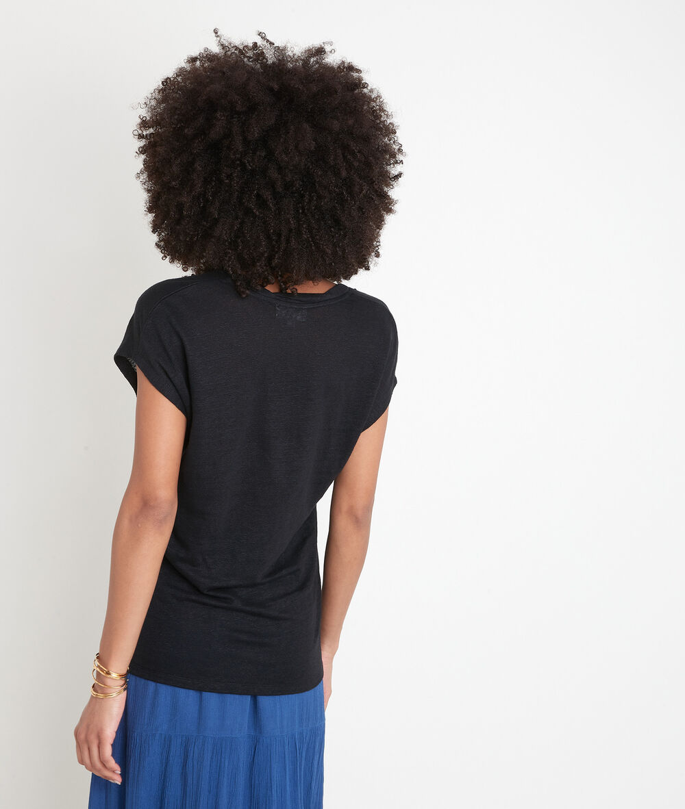 Tee-shirt en lin certifié noir ecool noir.