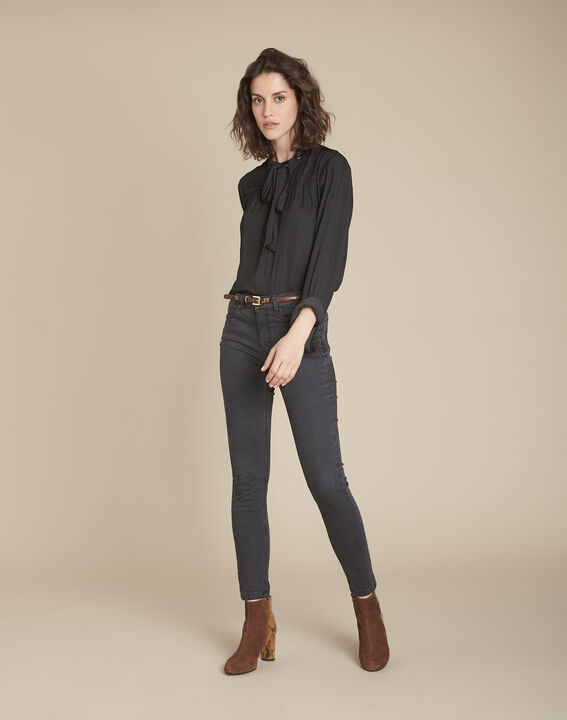 Blouse lavallière noire Maud | 1-2-3 Blouse lavallière noire Maud PhotoZ | 1-2-3