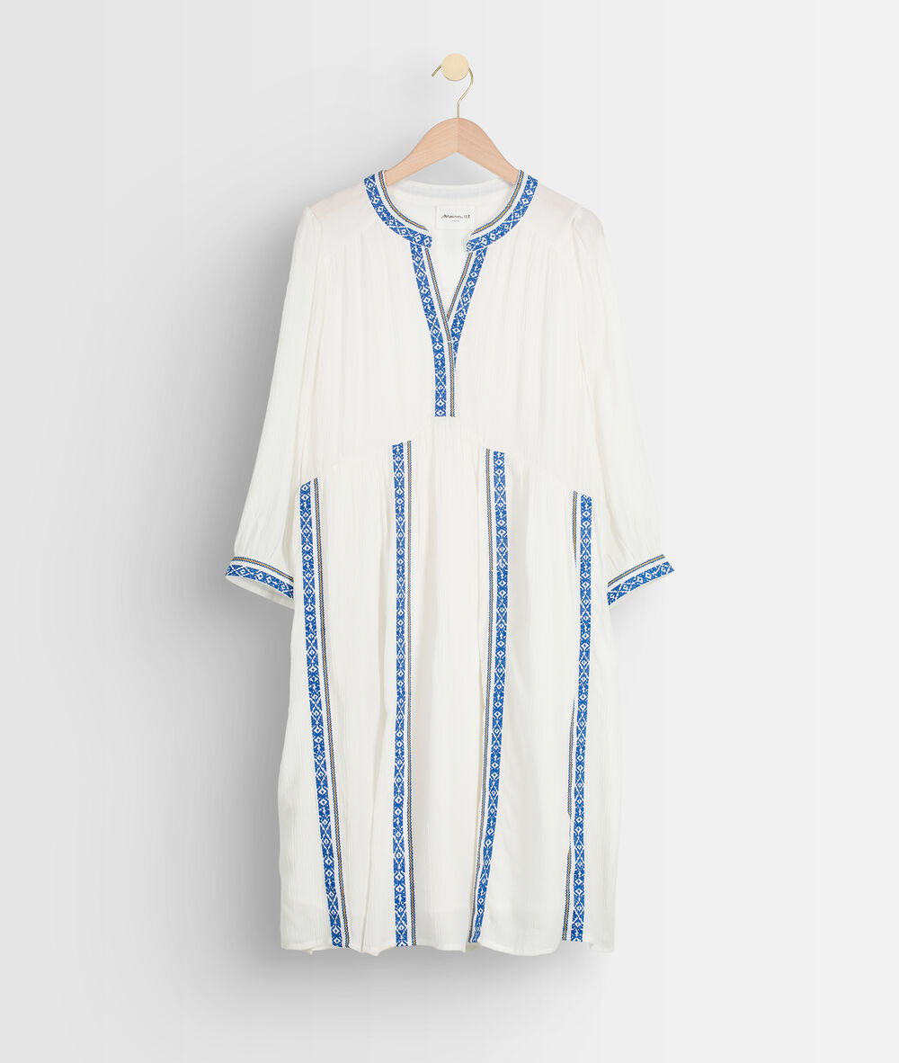 Robe courte fluide et brodée blanche stella ecru.