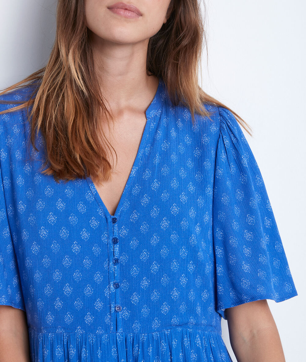 Halflange soepele jurk met bloemenprint laure myosotis.