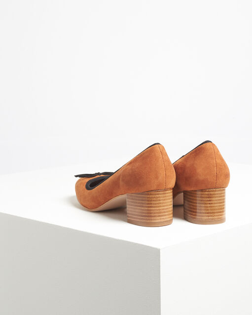 Ballerines à talons camel en cuir velours kalista camel.
