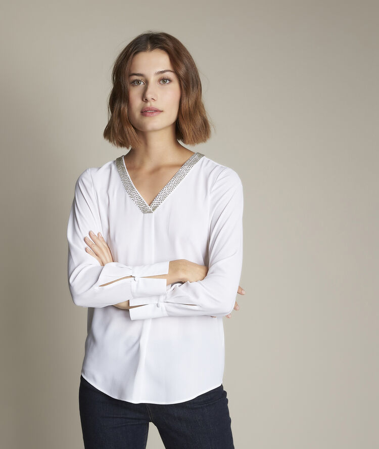 Blouse blanche en polyester recyclé edana blanc.