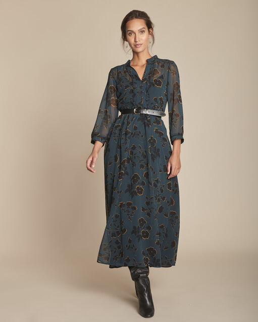 Robe longue imprim&eacute;e ivanie cypres.