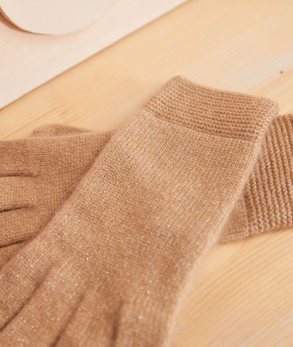 Gants en cachemire camel zack camel clair.