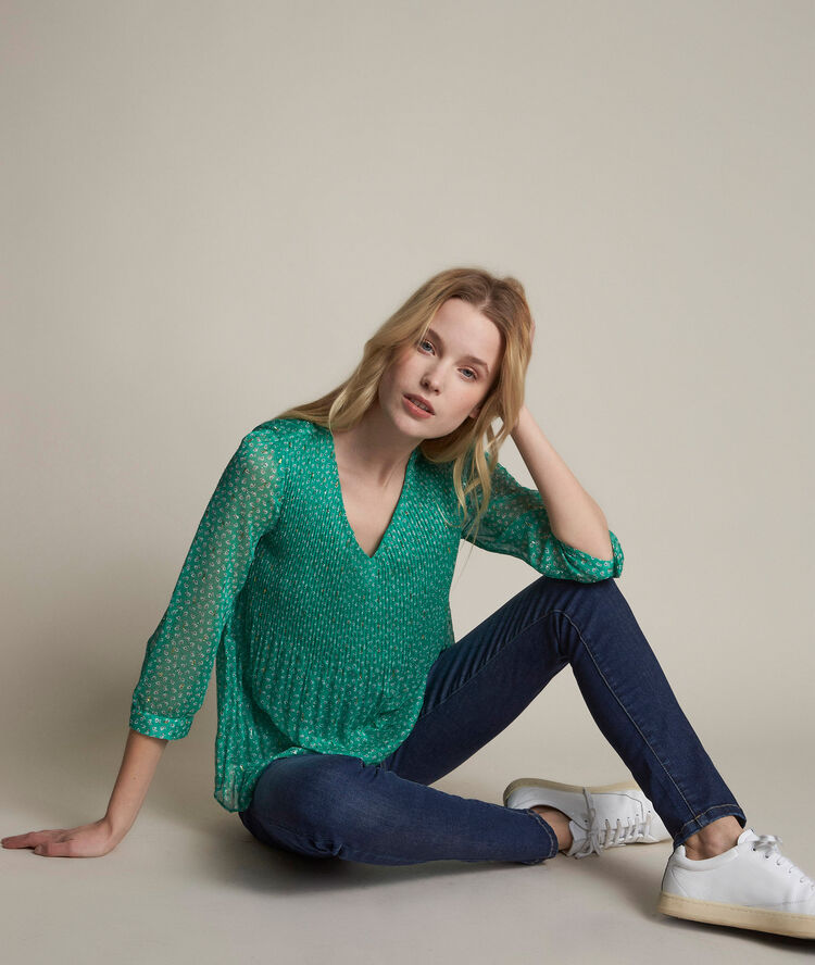 Blouse pliss&eacute;e imprim&eacute;e eva prairie.