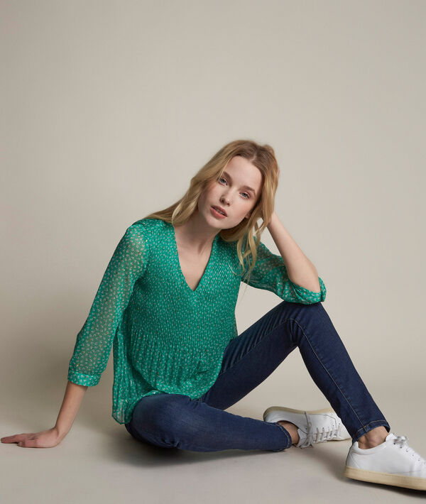 Blouse plissée imprimée Eva | 1-2-3 Blouse plissée imprimée Eva PhotoZ | 1-2-3