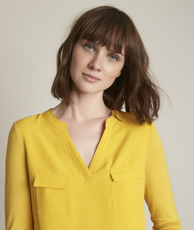Blouse bimatière jaune genna miel.