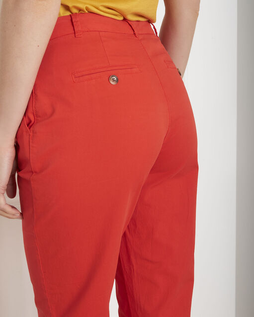 Pantalon rouge chino calypso geranium.