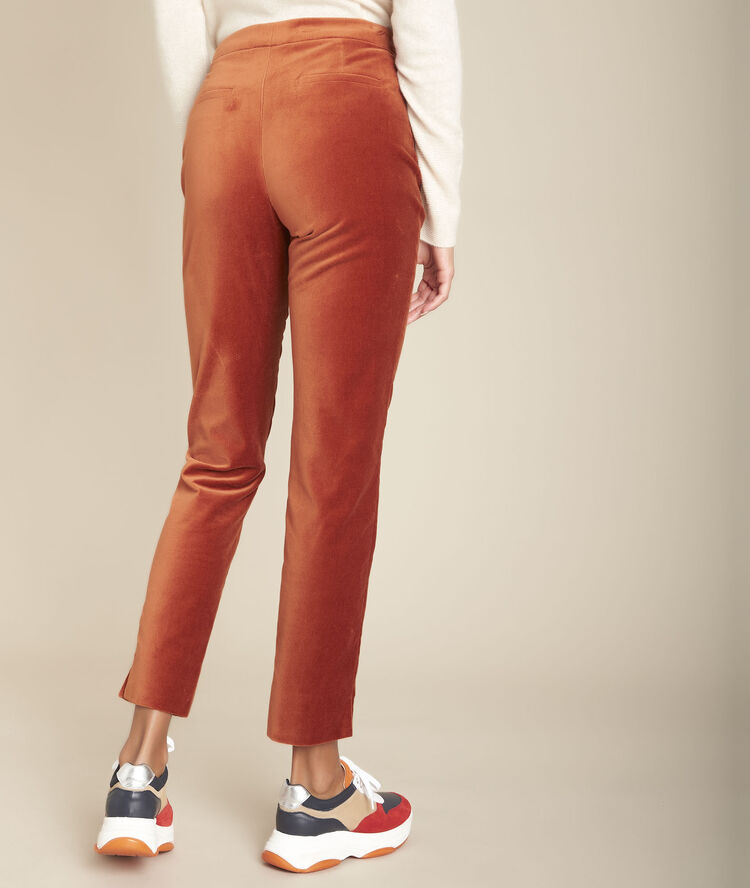 Pantalon droit en velours acajou ethan caramel.