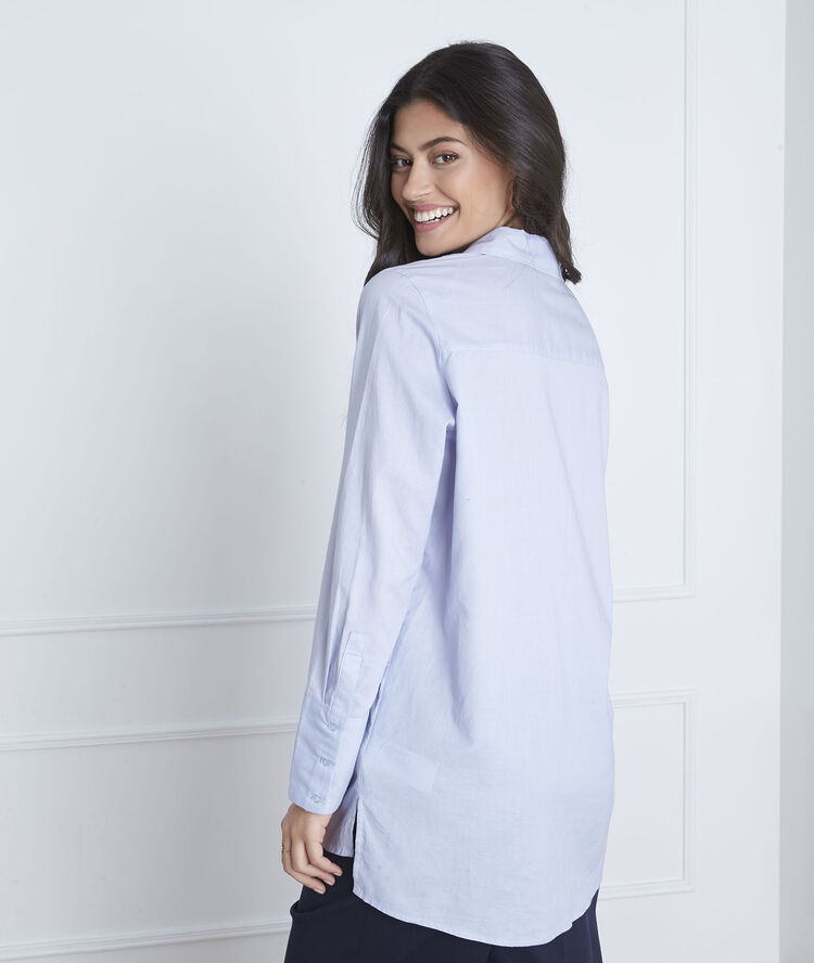 Blauw hemd met zilverkleurig detail valza bleu ciel.