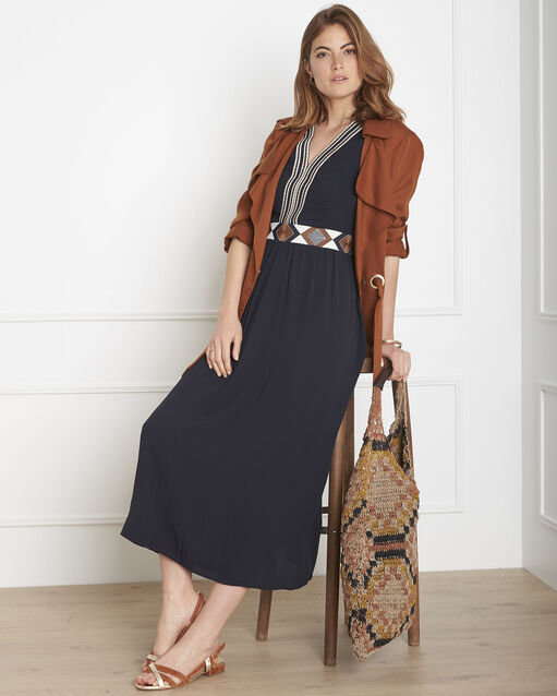 Robe marine brodée ethnique lindsay marine.