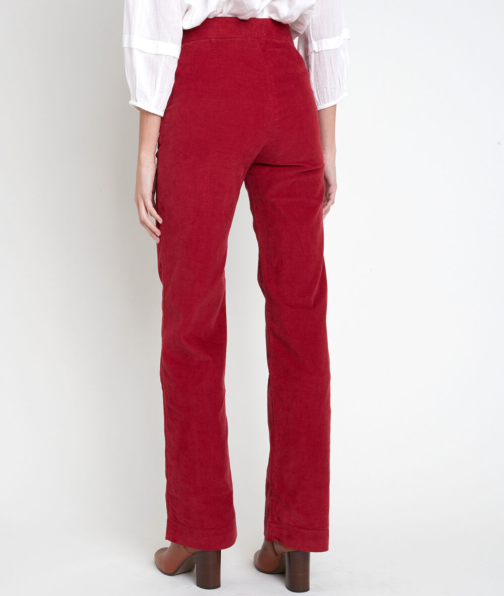 Pantalon à pont en velours rouge hubert tomette.