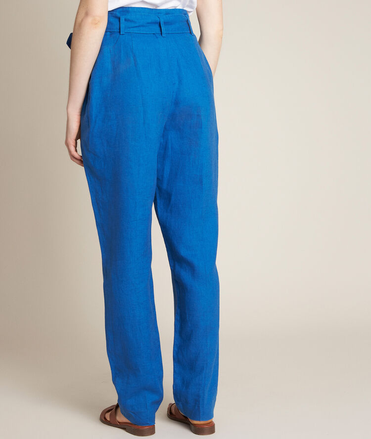 Pantalon en lin ceinturé ilea cassis.