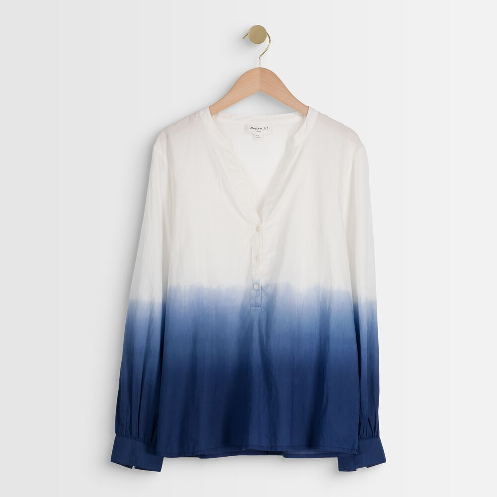Blouse bleue tie and dye terry encre.