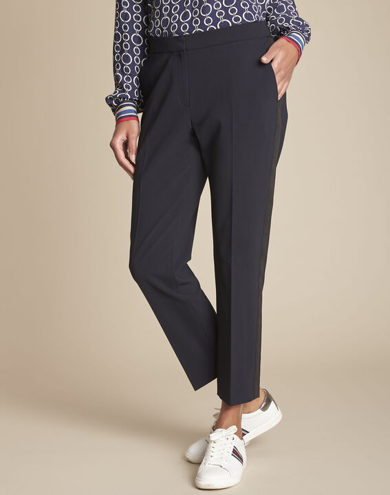 Pantalon de tailleur marine et sa bande latérale Suzanne | 1-2-3 Pantalon de tailleur marine et sa bande latérale Suzanne PhotoZ | 1-2-3