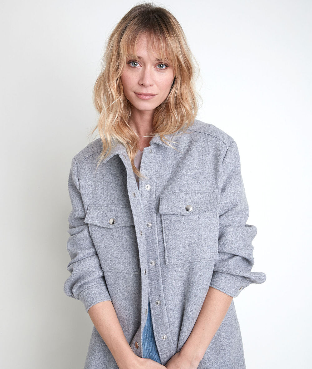 Manteau en laine fantaisie jenny gris chine.
