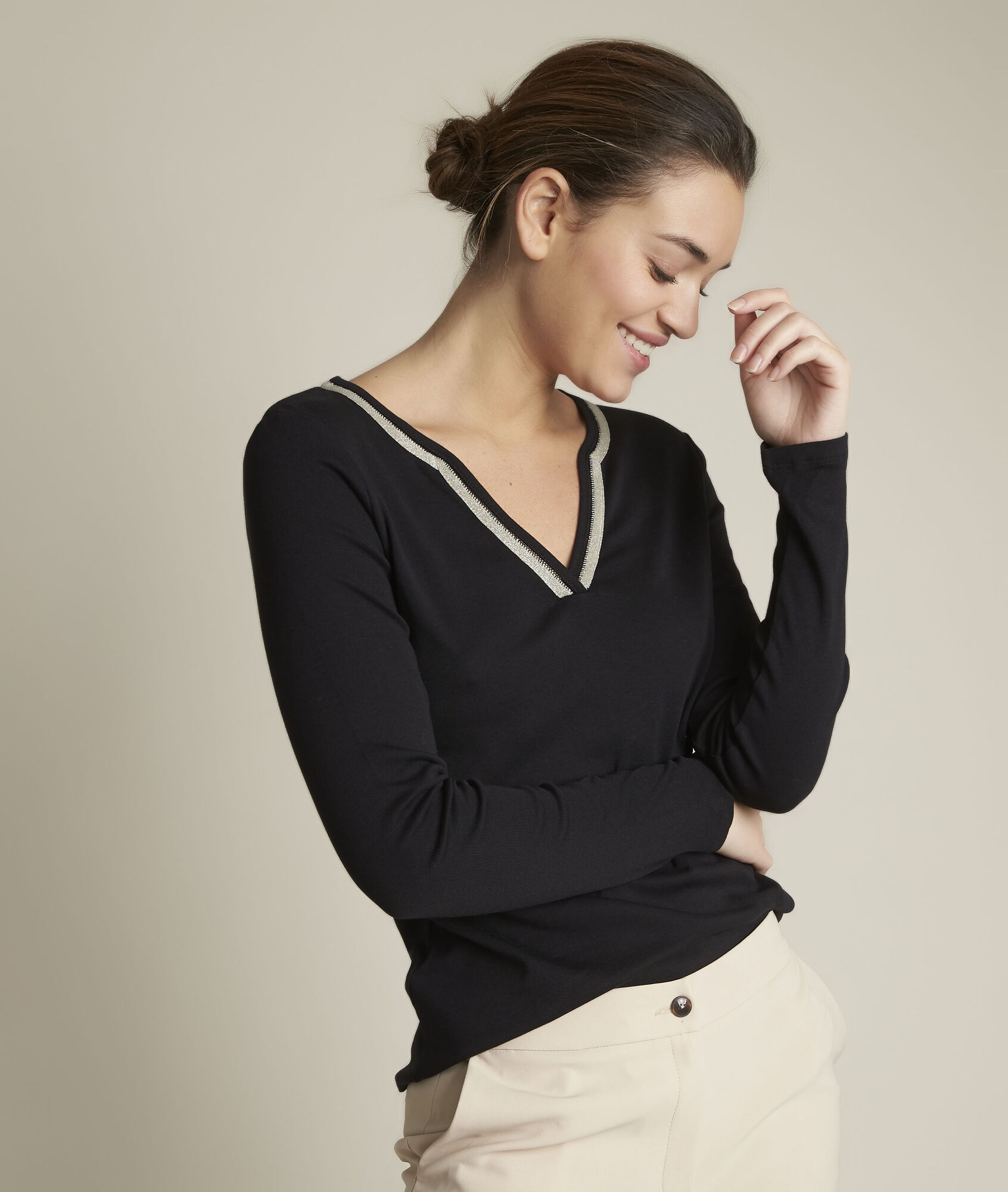 Tee-shirt co tunisien noir Rabat Femme | Maison 123