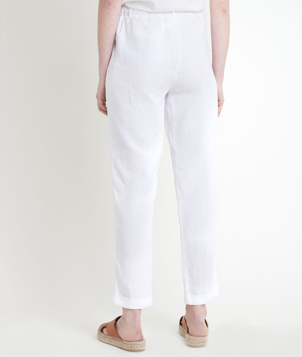 Pantalon cigarette en lin certifié felix blanc.