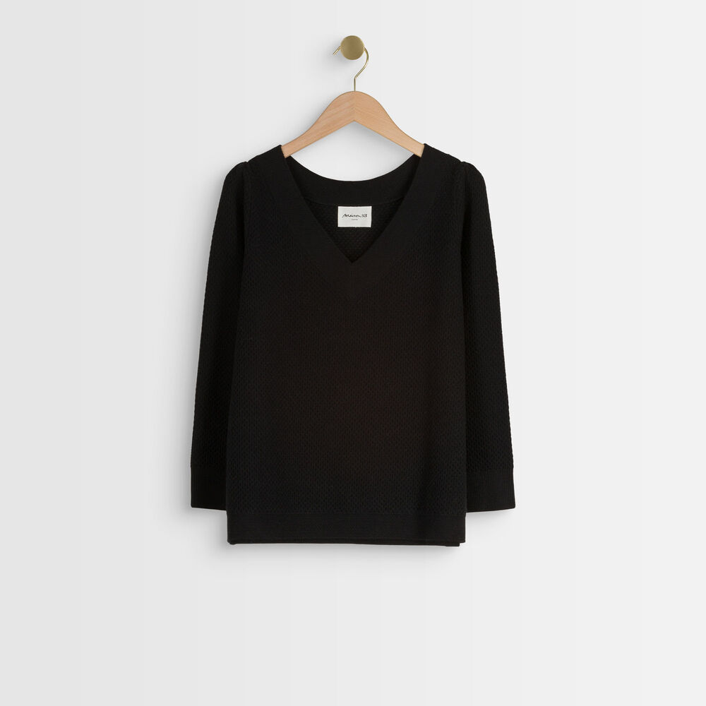 Pull noir maille fantaisie amore noir.