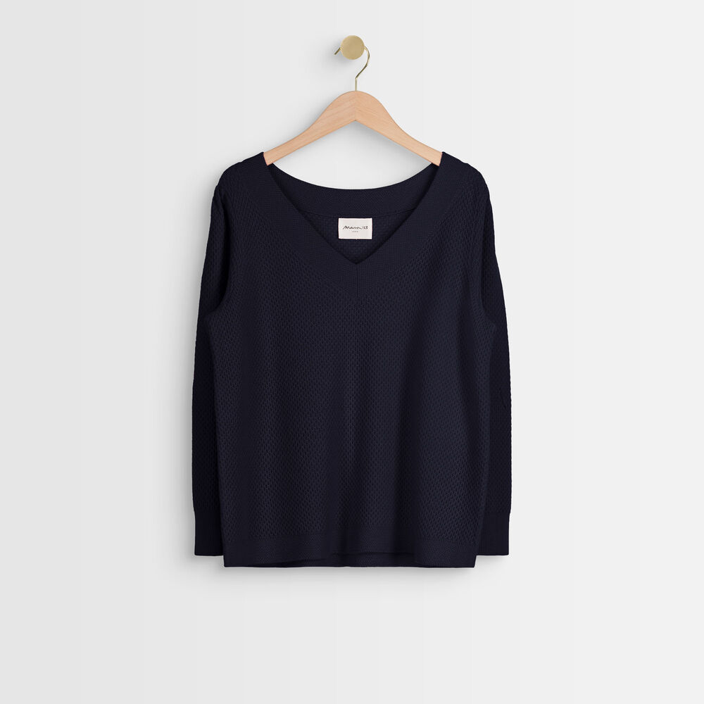 Pull bleu maille fantaisie amore encre.