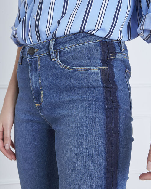 Jean indigo bande denim côté copa indigo clair.