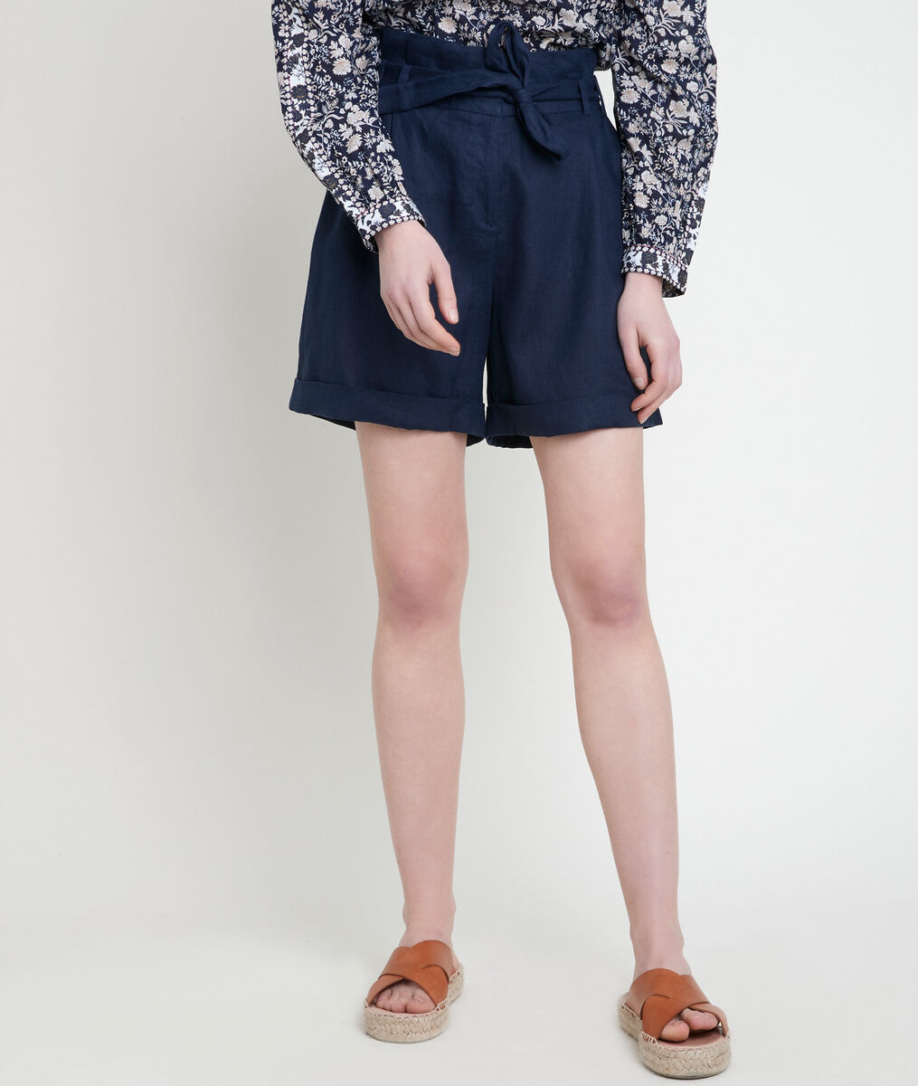 Short en lin certifié marine Fariel | 1-2-3 Short en lin certifié marine Fariel PhotoZ | 1-2-3
