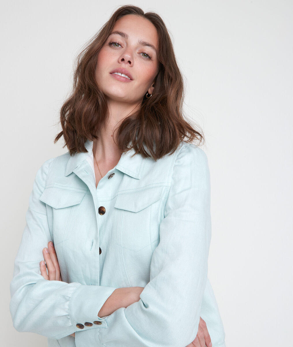 Blouson en lin vert amande Passion | 1-2-3 Blouson en lin vert amande Passion PhotoZ | 1-2-3