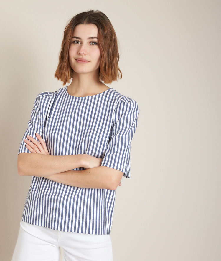 Blouse ray&eacute;e enora blanc.
